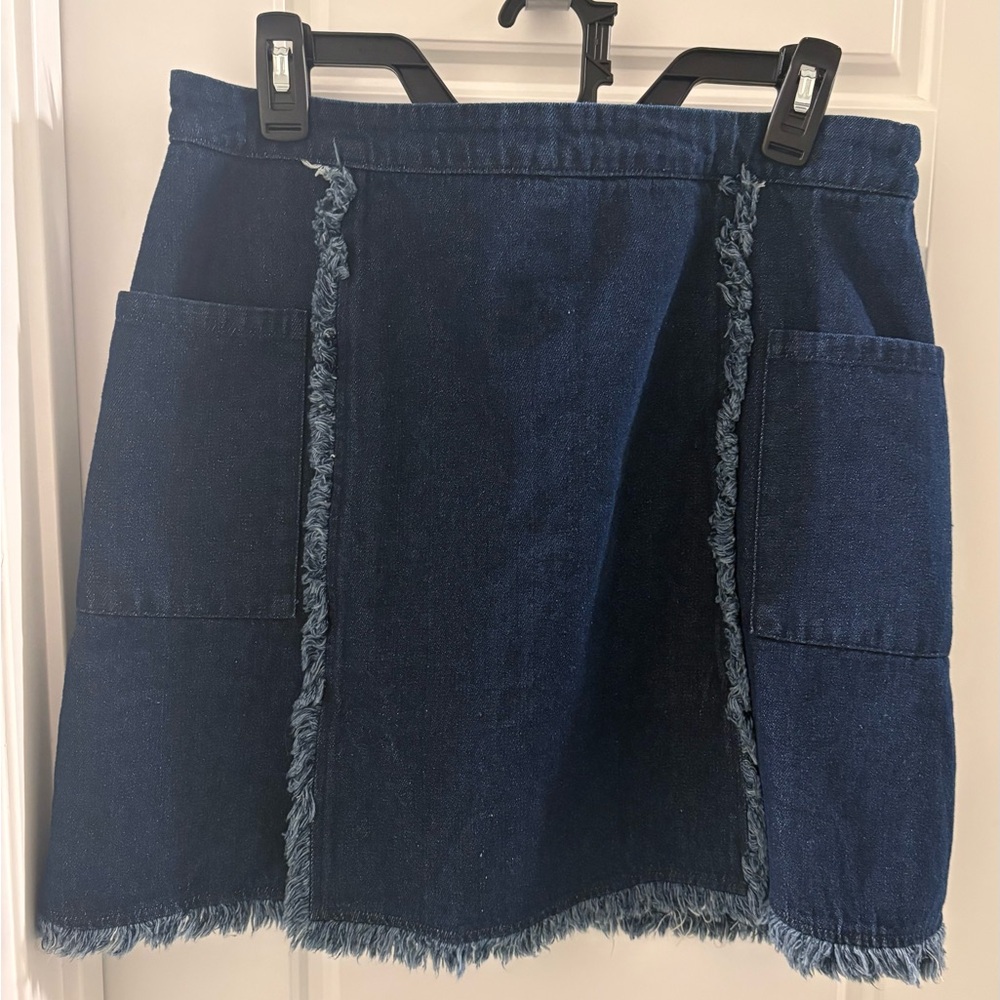 Umgee Denim Frayed Hem Skirt Size Large